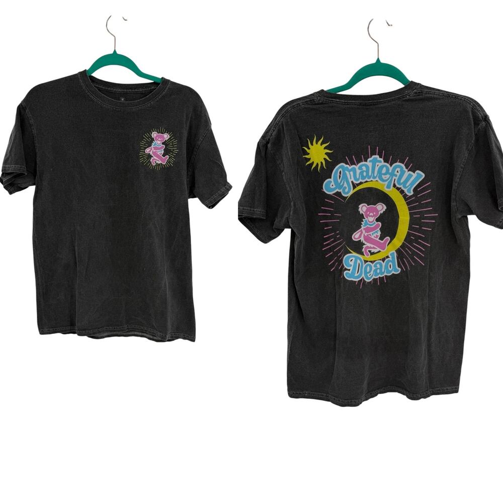 Grateful Dead Ripple Junction Dancing Bear Graphic Tee Black Vintage Wash Medium